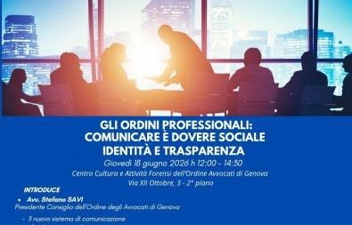 EVENTO- 18/06/2026 GLI ORDINI PROFESSIONALI: COMUNICARE E' DOVERE SOCIALE IDENTITA' E TRASPARENZA